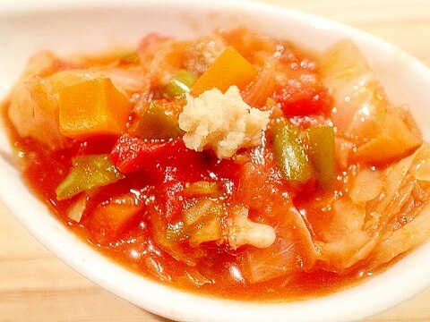 生姜で食べる、あり合わせ野菜のラタトゥイユ